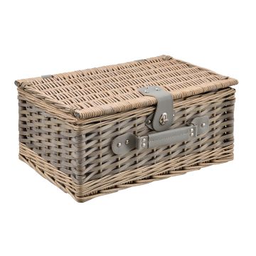 Cestino da Picnic per 4 Persone Valigia Picnic in Rami di Salice Vintage Set da Picnic Incluso Piatti Posate Bicchieri Borsa Termica Cavatappi Saliera Pepiera Interno Blu / Bianco - casa.pro