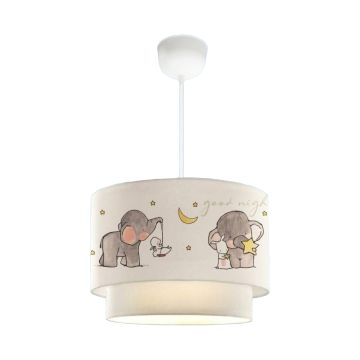 Lampada a Sospensione 'Lurgan' per Cameretta Lampadario per Bambini Lampada da Soffitto con Paralume Doppio in Tessuto - Bianco con Vari Disegni - lux.pro