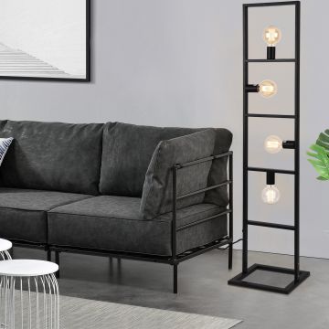 Lampada da Terra Alta 142,5 cm Piantana in Metallo con 4 Luci E27 60W - Bianco o Nero