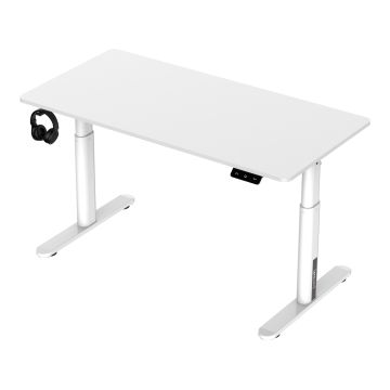 Scrivania Ringe per Cameretta Piano 120 x 60 cm Regolabile in Altezza con Sollevamento Elettrico - Bianco - pro.tec