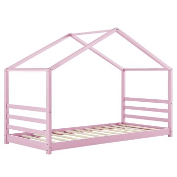 Letto a Casetta per Cameretta Vardø 90x200 cm Legno - Rosa [en.casa]