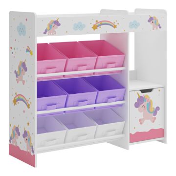 Kinderregal Søndreland 80x90x30 cm mit Einhorn Motiv [en.casa]