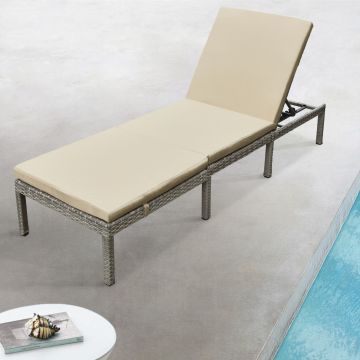 Lettino Prendisole Rivestito in Polyrattan - Sdraio con Materassino Incluso - Schienale Reclinabile in 4 Posizioni - Supporto Fino a 120 kg - Mobile da Giardino/Terrazzo/Piscina - Vari Colori