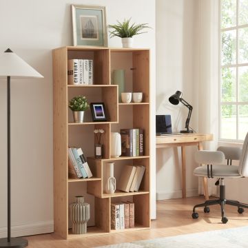 Libreria Hå in Bambù color Naturale con 8 Scomparti 160x80x30 cm [en.casa]