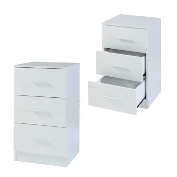 Set di 2 Comodini Aurdal con 3 Cassetti - Bianco Lucido [en.casa] 