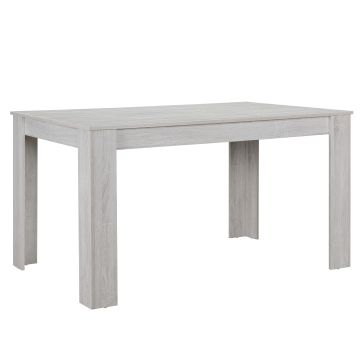 Tavolo da Pranzo con Piano Rettangolare 140 x 90cm Tavolo da Cucina Fino a 6 Posti Postazione di Lavoro Studio Tavolo in MDF - Effetto Rovere Bianco [en.casa] 