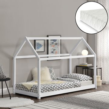 Letto per Bambini con Materasso 200 x 90 cm Forma di Casetta - vari colori [en.casa]