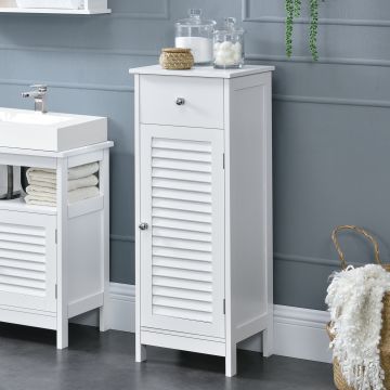 Mobile da Bagno con Cassetto e 2 Scomparti 87 x 30 x 30 cm - Bianco [en.casa]