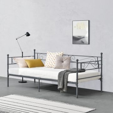 Struttura Divano a 2-3 Posti di Seduta Letto Singolo in Metallo 90 x 200 cm Sofa in Acciaio con Elementi Decorativi - Vari Colori