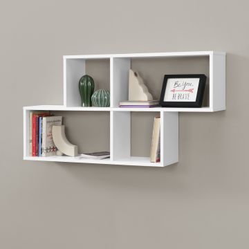 Mensola da Parete con 4 Scomparti a Cubo / Rettangolo 100 x 19,5 x 53 cm Scaffale Pensile con Ripiani Portaoggetti Libreria - Vari Colori