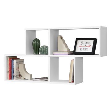 Mensola da Parete con 4 Scomparti a Cubo / Rettangolo 100 x 19,5 x 53 cm Scaffale Pensile con Ripiani Portaoggetti Libreria - Vari Colori