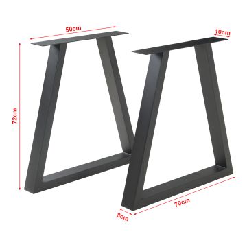 Set di 2 Gambe Trapezoidali Greiling per Mobili Fai da Te - Altezza 72 cm - Acciaio Nero [en.casa] 