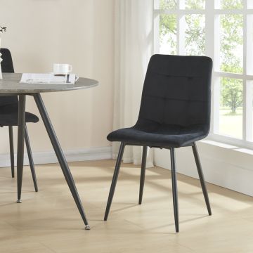 Set Lexnitz di 2 Sedie da Sala Pranzo Effetto Velluto Nero [en.casa] 