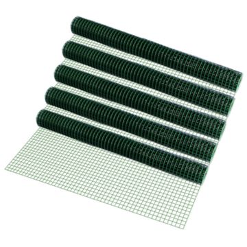 [pro.tec] 5 rulli filo metallico (4-angoli)(1m x 5m) (verde) filo voliera rete per recinzione 25m 