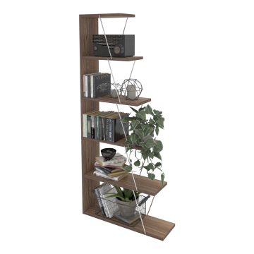 Libreria a Scala 'Vaksdal' Scaffale da Terra con 6 Ripiani 144 x 65 x 20 cm Mobile Espositore - Vari Colori [en.casa]