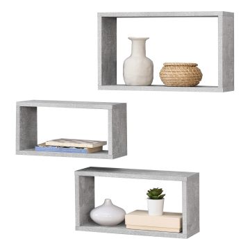 Set di 3 Mensole da Parete a Forma Rettangolare in Misure Diverse 3 Scaffali da Muro con 2 Ripiani Portaoggetti - Libreria - Vari Colori