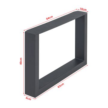 Set di 2 Gambe Rettangolari Makers per Mobili Fai da Te 40 x 64 cm Acciaio Nero [en.casa] 