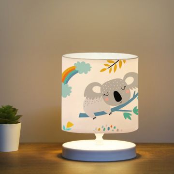 Lampada da Comodino per Cameretta 'Maidstone' Lampada da Tavolo con Paralume Cilindrico in Tessuto Lampada Disegnata per Bambini - Koala - lux.pro 