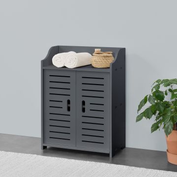 Armadietto da Bagno a Terra con 2 Ante e Ripiani 62 x 45 x 25 cm Mobiletto Armadio da Bagno con Sportelli di Design - Grigio Scuro