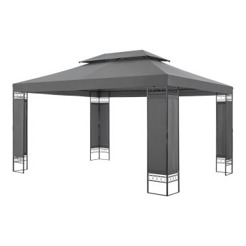 Padiglione Decorativo 'Lanciano' 400 x 300 x 265 cm Gazebo per Eventi - Grigio Scuro [en.casa]