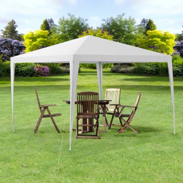 [casa.pro] Gazebo da Giardino 300 x 300 x 255 cm Tenda da Giardino Struttura in Acciaio Pieghevole Impermeabile Bianco