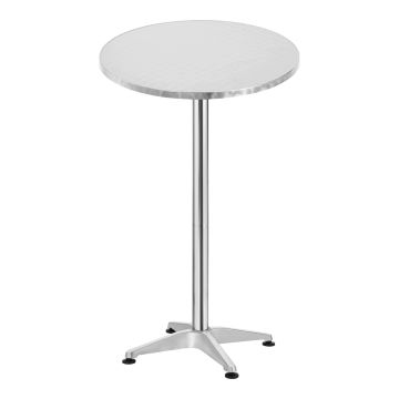 Tavolo da Bistrot 'Avesta' con Piano Rotondo Ribaltabile Ø 60 cm Altezza Regolabile 75 cm/115 cm - color Argento [en.casa]