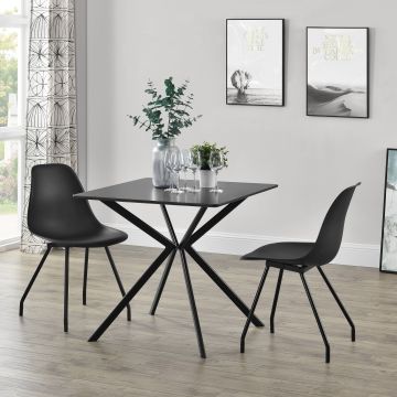 [en.casa] Tavolo da Pranzo con Piano in MDF di Forma Quadrata e Gambe di Design in Metallo, Posti per 2 Persone - Vari Colori