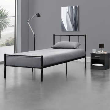 [en.casa] Struttura Letto in Metallo con Testiera e Pediera 90 x 200 cm Nero