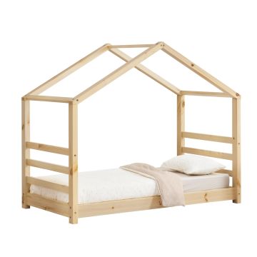 Letto a Casetta per Cameretta Vardø 80x160 cm Legno Naturale [en.casa]