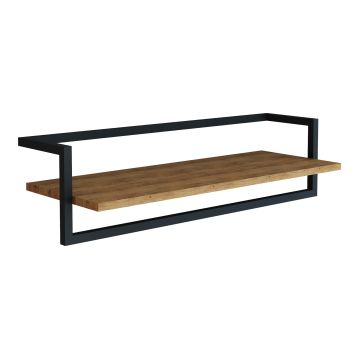 Barra Appendiabiti da Muro Evje con Piano di Appoggio 80 x 30 x 20 cm Effetto Legno / Nero [en.casa] 