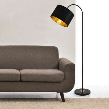 Lampada da Terra con Testa Inclinabile Base in Metallo Paralume in Tessuto E27 60W Piantana a Terra - Bianco o Nero