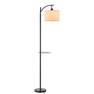 Lampada da Terra Sunderland Paralume Pendente Ripiano Integrato - Nero / Beige - lux.pro