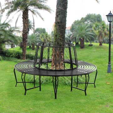 Panca Circolare da Giardino, Seduta Rotonda per Albero, Panchina in Acciaio (ØxA) 160cm x 84cm Struttura Decorativa - Vari Colori