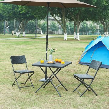 Tavolo da Picnic Mark Pieghevole  78 x 78 x 74 cm Nero Effetto Rattan pro.tec 