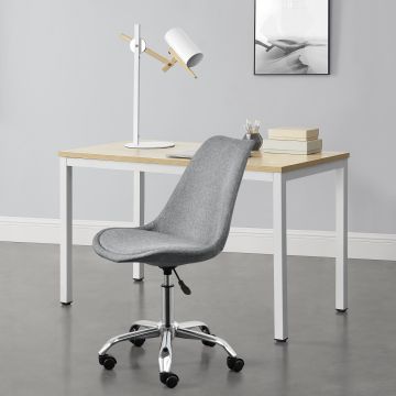 Sedia Girevole da Scrivania Regolabile in Altezza tra 44-54 cm Sedia da Ufficio con 5 Rotelle Seduta Imbottita - Rivestimento in Tessuto Grigio Chiaro 