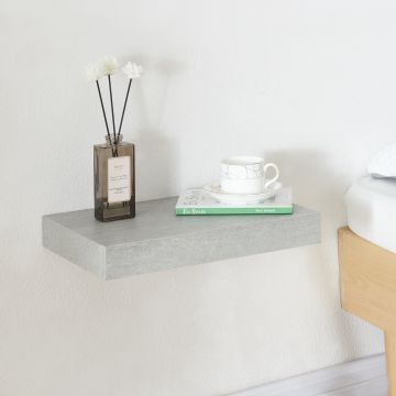 Mensola Hyvinkää con Cassetto Integrato Comodino Sospeso 39,5 x 25 x 5 cm Effetto Cemento [en.casa]