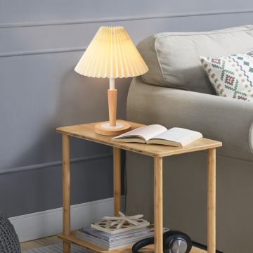 Lampada da Tavolo Sittingbourne con Paralume Pieghettata Conica Beige - lux.pro