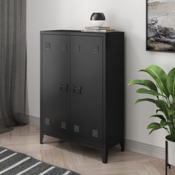 Armadietto da Ufficio Oripää in Acciaio 110 x 75 x 33 cm Nero [en.casa] 