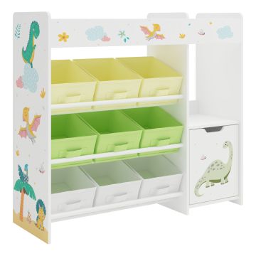 Kinderregal Søndreland 80x90x30 cm mit Dinosaurier Motiv [en.casa]