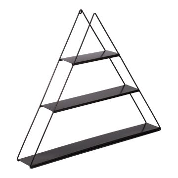 Scaffale Pensile a Forma di Piramide Consolle Triangolare a Muro con 3 Ripiani Mensola da Parete in Metallo 59 x 70 x 9 cm Nero [en.casa] 