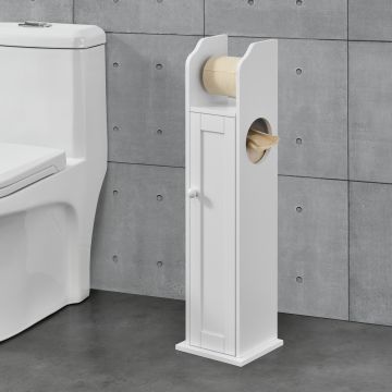 [en.casa] Armadio per Bagno Porta Carta Igienica 78 x 20 x 18 cm Portarotolo MDF Laccato Bianco