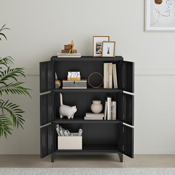 Armadio Hamina Mobile in Acciaio per Archivio 113 x 80 x 40 cm Nero [en.casa] 