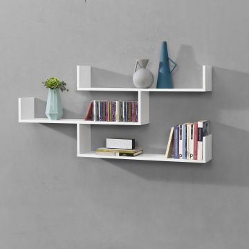 Mensola da Parete / da Muro con 3 Ripiani a Forma di U 119 x 18 x 55 cm Scaffale / Libreria / Consolle Pensile Portaoggetti - Vari Colore