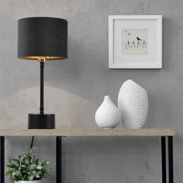 [lux.pro] Lampada da Tavolo Deventer Lampada da Scrivania 39 cm x ø18 cm Design Metallo Flanella Nero Grigio