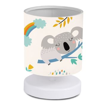 Lampada da Comodino per Cameretta 'Maidstone' Lampada da Tavolo con Paralume Cilindrico in Tessuto Lampada Disegnata per Bambini - Koala - lux.pro 