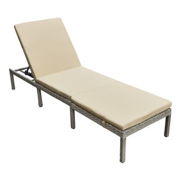 Lettino Prendisole Rivestito in Polyrattan - Sdraio con Materassino Incluso - Schienale Reclinabile in 4 Posizioni - Supporto Fino a 120 kg - Mobile da Giardino/Terrazzo/Piscina - Vari Colori