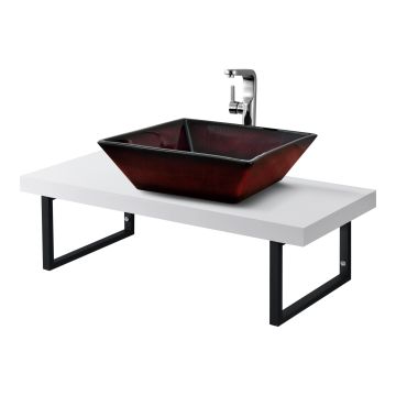 Mensola Portalavabo 100 x 45 x 30 cm  Piano Sottolavabo con Telaio Portaasciugamani Ampio Ripiano per Lavabo in Appoggio - Vari Colori