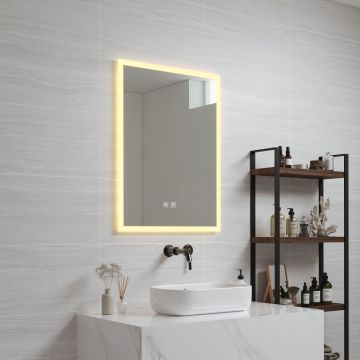 Specchio LED da Parete Scafa Multifunzionale Cornice Bianca 45 x 60 cm pro.tec