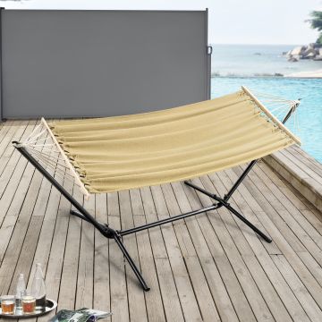 Amaca da Giardino/Terrazza con Supporto di Base in Acciaio - Superficie di Riposo 200 x 80 cm - Supporto fino a 120 kg - Tela in Colore Beige