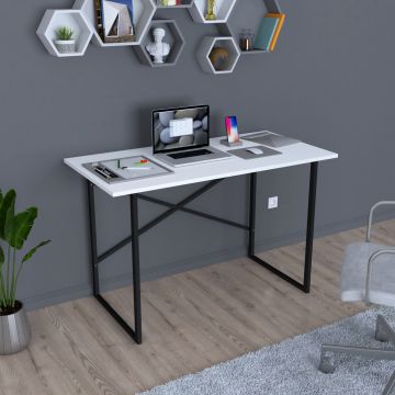 Scrivania Tavolo da Ufficio Studio Postazione di Lavoro Scrivania Semplice con Telaio in Metallo e Piano 120 x 60  cm - Vari Colori [en.casa] 